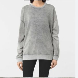 All Saints Leti oversized grey stone washed sweatshirt, size XS